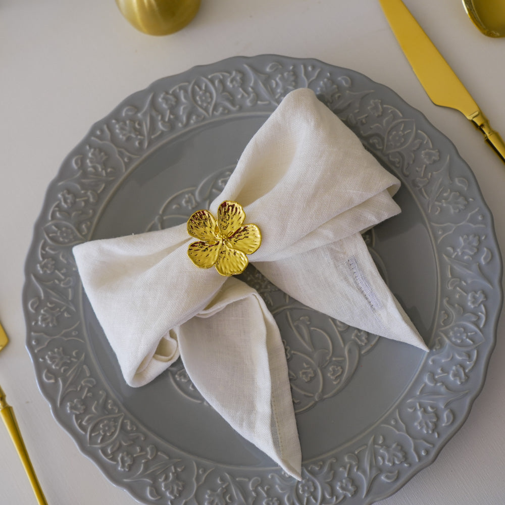 Gold Flower Napkin Rings – Metal Finish, (Set of 4 / 6 / 8) - Image 2