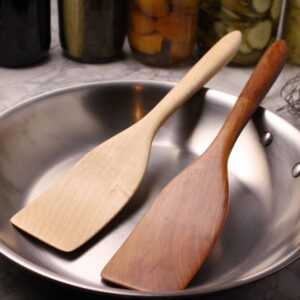 Medium handmade wooden spatula for stirring and turning carved from Black Walnut wood.