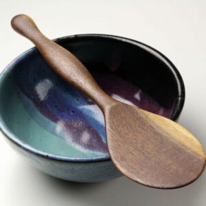 Handmade heavy duty wooden spurtle kitchen utensil wooden spatula carved from Black Walnut rice and dough paddle